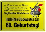 Gelbes Schild mit Esel und Ritter zum 60. Geburtstag - Gebur